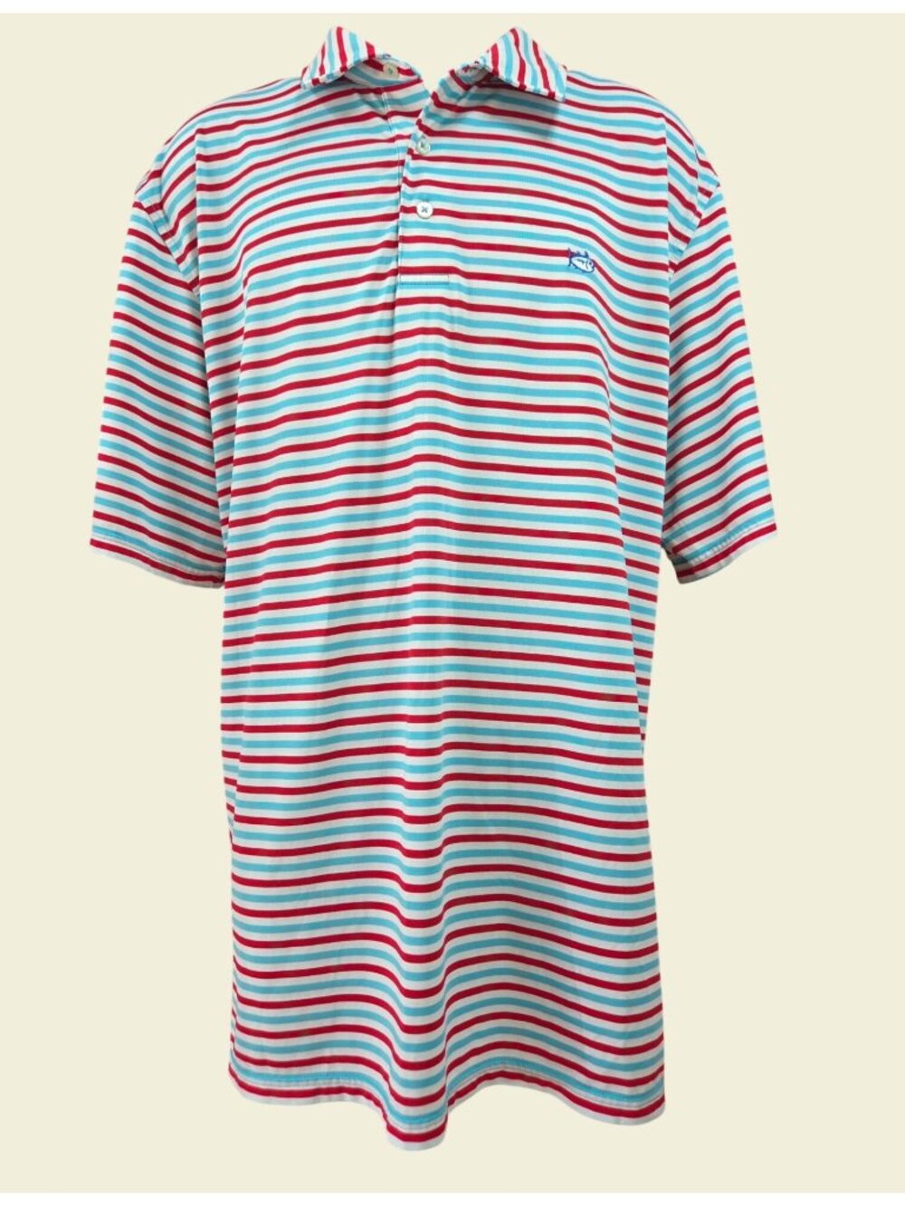 Southern Tide Tide To Trail Mens Red/Blue Striped Polo XXL